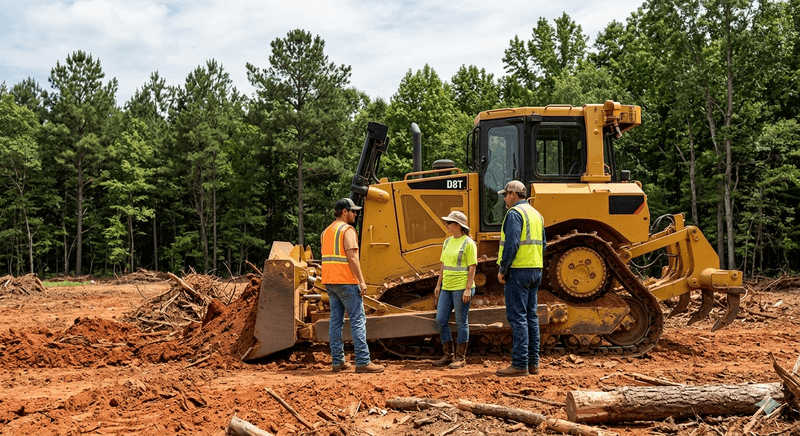 Swainsboro Land Clearing crew on a job site in Emanuel County, GA
